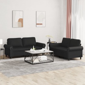 2-piece black synthetic leather sofa set with cushions by , Sofas - Ref: Foro24-3202150, Price: 439,21 €, Discount: %