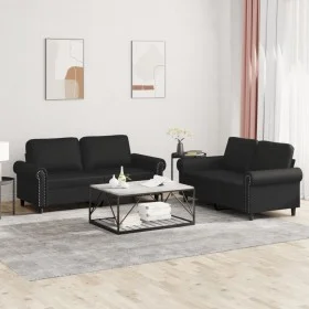 2-piece black synthetic leather sofa set with cushions by , Sofas - Ref: Foro24-3202150, Price: 455,14 €, Discount: %