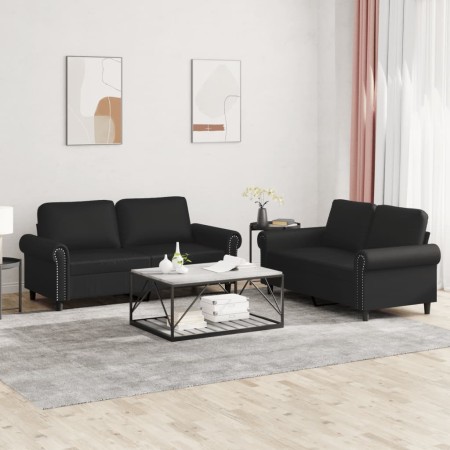 Juego de sofás con cojines 2 piezas cuero sintético negro de , Sofás - Ref: Foro24-3202150, Precio: 439,21 €, Descuento: %