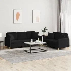 Sofa set with cushions 2 pieces black fabric by , Sofas - Ref: Foro24-3202138, Price: 609,85 €, Discount: %