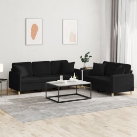 Sofagarnitur mit Kissen 2-teilig aus schwarzem Stoff von , Sofas - Ref: Foro24-3202138, Preis: 622,84 €, Rabatt: %