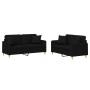 Juego de sofás con cojines 2 piezas tela negro de , Sofás - Ref: Foro24-3202106, Precio: 470,80 €, Descuento: %