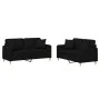 Sofa set with cushions 2 pieces black fabric by , Sofas - Ref: Foro24-3202106, Price: 463,07 €, Discount: %