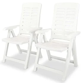 Reclining garden chairs, 2 units, white plastic by vidaXL, Garden chairs - Ref: Foro24-43895, Price: 156,95 €, Discount: %