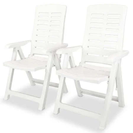 Reclining garden chairs, 2 units, white plastic by vidaXL, Garden chairs - Ref: Foro24-43895, Price: 156,53 €, Discount: %
