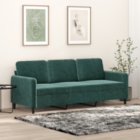 Sofá de 3 plazas terciopelo verde oscuro 180 cm