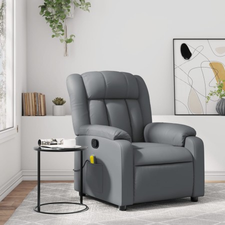 Gray synthetic leather reclining massage chair by , Armchairs - Ref: Foro24-373570, Price: 224,12 €, Discount: %