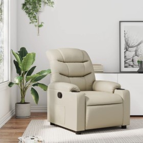 Sillón reclinable de cuero sintético crema de , Sillones - Ref: Foro24-374134, Precio: 215,43 €, Descuento: %