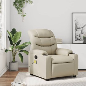 Cream Synthetic Leather Massage Recliner by , Armchairs - Ref: Foro24-374141, Price: 255,29 €, Discount: %