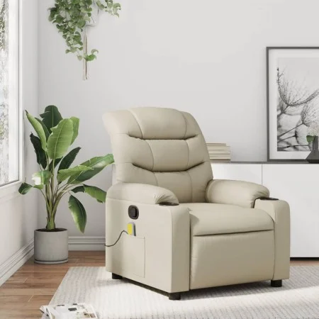 Cream Synthetic Leather Massage Recliner by , Armchairs - Ref: Foro24-374141, Price: 255,29 €, Discount: %