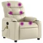 Cream Synthetic Leather Massage Recliner by , Armchairs - Ref: Foro24-374141, Price: 255,29 €, Discount: %