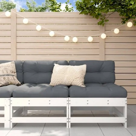 Zentrale Gartensofas, 2 Stück, massives weißes Kiefernholz von , Modulare Sofas für den Außenbereich - Ref: Foro24-825514, Pr...