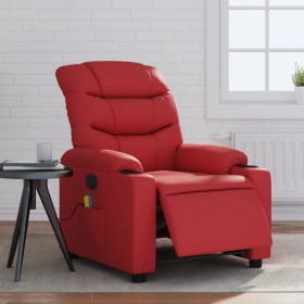 Sillón de masaje reclinable eléctrico de cuero artificial rojo