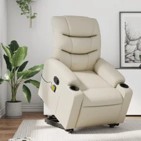 Cream-colored artificial leather foot massage recliner by , Armchairs - Ref: Foro24-3206607, Price: 334,66 €, Discount: %