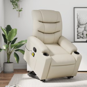 Sillón reclinable de masaje de pie cuero artificial color crema de , Sillones - Ref: Foro24-3206607, Precio: 315,02 €, Descue...