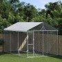 Perrera exterior con techo acero galvanizado plata 3x4,5x2,5 m en Casetas y cercados para perros | Comprar online en Foro24
