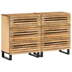 Aparador 2 pzas madera maciza de mango rugosa 60x34x75 cm en Aparadores | Comprar online en Foro24