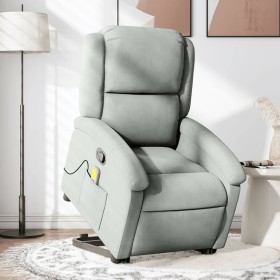Hellgrauer, anhebbarer Massagesessel aus Samt von , Sessel - Ref: Foro24-3204311, Preis: 281,55 €, Rabatt: %