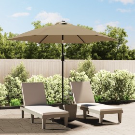 Garden umbrella with LED lights steel pole 300cm taupe by vidaXL, Umbrellas - Ref: Foro24-44512, Price: 108,44 €, Discount: %