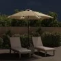 Gartenschirm mit LED-Leuchten, Stahlmast, 300 cm, Taupe von vidaXL, Sonnenschirme - Ref: Foro24-44512, Preis: 100,24 €, Rabat...