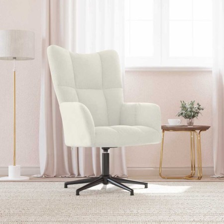 Sillón de relax de terciopelo blanco crema en Sillones | Comprar online en Foro24
