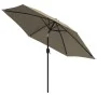 Gartenschirm mit LED-Leuchten, Stahlmast, 300 cm, Taupe von vidaXL, Sonnenschirme - Ref: Foro24-44512, Preis: 100,24 €, Rabat...