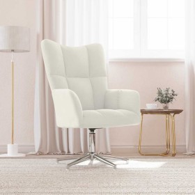 Sillón de relax de terciopelo blanco crema en Sillones | Comprar online en Foro24