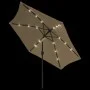 Gartenschirm mit LED-Leuchten, Stahlmast, 300 cm, Taupe von vidaXL, Sonnenschirme - Ref: Foro24-44512, Preis: 100,24 €, Rabat...