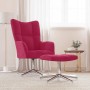 Sillón de relax con taburete terciopelo rojo tinto en Sillones | Comprar online en Foro24
