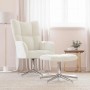 Sillón de relax con taburete terciopelo blanco crema en Sillones | Comprar online en Foro24