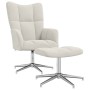 Sillón de relax con taburete terciopelo blanco crema en Sillones | Comprar online en Foro24
