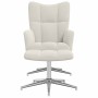 Sillón de relax con taburete terciopelo blanco crema en Sillones | Comprar online en Foro24