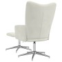 Sillón de relax con taburete terciopelo blanco crema en Sillones | Comprar online en Foro24