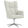 Sillón de relax con taburete terciopelo blanco crema en Sillones | Comprar online en Foro24