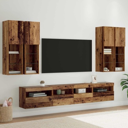 Conjunto de mueble de TV en la pared con luces LED 7 pcs en Muebles TV | Comprar online en Foro24
