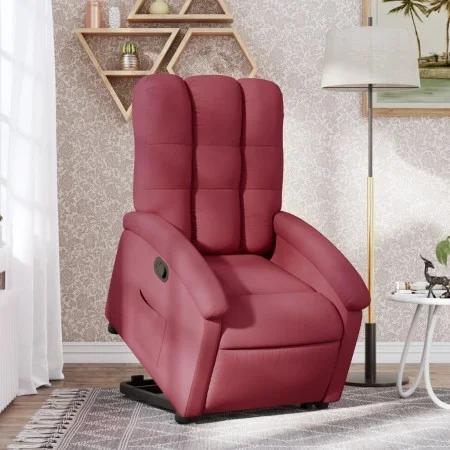 Sillón reclinable elevable tela rojo tinto de , Sillones - Ref: Foro24-3204095, Precio: 289,73 €, Descuento: %