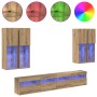 Conjunto de mueble de TV en la pared con luces LED 7 pcs en Muebles TV | Comprar online en Foro24