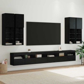 Conjunto de mueble para TV de pared 7 pcs Roble Negro en Muebles TV | Comprar online en Foro24