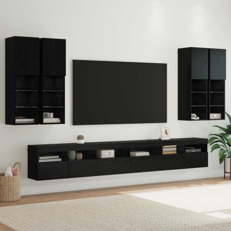 Conjunto de mueble para TV de pared 7 pcs Roble Negro en Muebles TV | Comprar online en Foro24