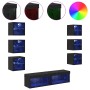 Mueble de TV con tira de luces LED 8 pcs Roble Negro Cristal en Muebles TV | Comprar online en Foro24