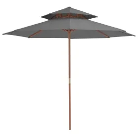 Zweistöckiger Holzmastschirm 270 cm anthrazitgrau von vidaXL, Sonnenschirme - Ref: Foro24-44519, Preis: 78,78 €, Rabatt: %