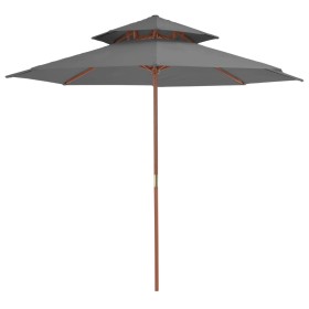 Zweistöckiger Holzmastschirm 270 cm anthrazitgrau von vidaXL, Sonnenschirme - Ref: Foro24-44519, Preis: 80,24 €, Rabatt: %