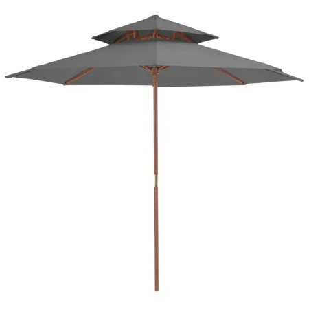 Zweistöckiger Holzmastschirm 270 cm anthrazitgrau von vidaXL, Sonnenschirme - Ref: Foro24-44519, Preis: 78,78 €, Rabatt: %
