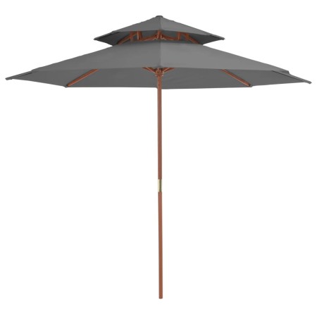 Zweistöckiger Holzmastschirm 270 cm anthrazitgrau von vidaXL, Sonnenschirme - Ref: Foro24-44519, Preis: 80,24 €, Rabatt: %