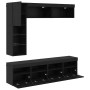 Mueble de TV 7 pcs Roble Negro Madera de ingeniería en Muebles TV | Comprar online en Foro24