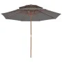 Zweistöckiger Holzmastschirm 270 cm anthrazitgrau von vidaXL, Sonnenschirme - Ref: Foro24-44519, Preis: 78,78 €, Rabatt: %