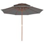 Zweistöckiger Holzmastschirm 270 cm anthrazitgrau von vidaXL, Sonnenschirme - Ref: Foro24-44519, Preis: 80,24 €, Rabatt: %