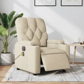 Sillón reclinable de masaje eléctrico tela color crema de , Sillones - Ref: Foro24-3204707, Precio: 274,75 €, Descuento: %