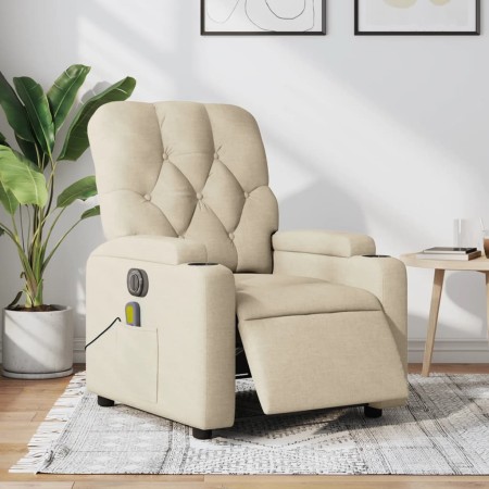 Cream fabric electric massage recliner by , Armchairs - Ref: Foro24-3204707, Price: 269,59 €, Discount: %