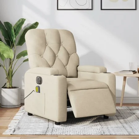 Cream fabric electric massage recliner by , Armchairs - Ref: Foro24-3204707, Price: 274,72 €, Discount: %